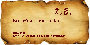 Kempfner Boglárka névjegykártya